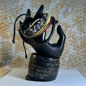 Black and Gold Braided Bracelet Set